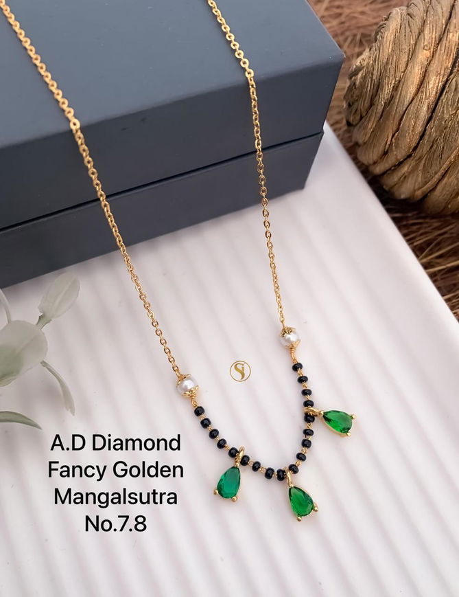 3 AD Diamond Daily Wear Golden Fancy Mangalsutra Wholesale Price In Surat
